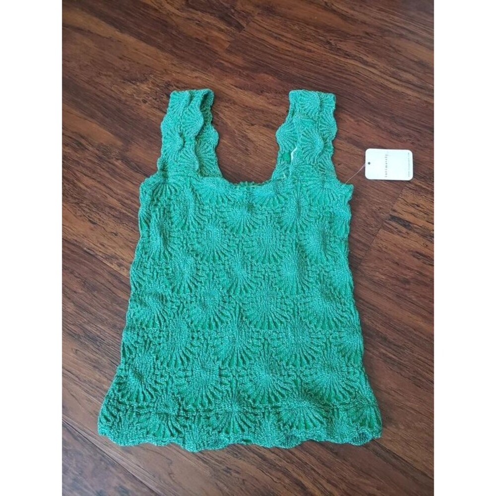 Free People Green Floral Stretchy Soft Kelly Tank Size XS/S